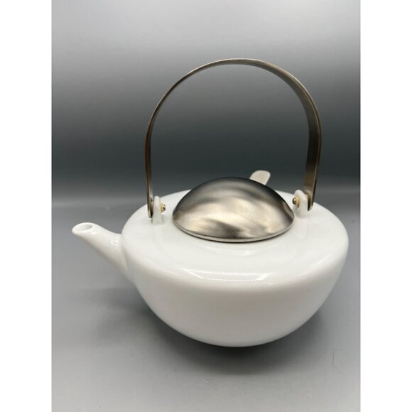 Zero Japan Zen Teapot Kettle 4 Cup White Porcelain Stainless Lid & Handle* - Picture 10 of 13